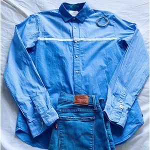 Scotch and soda boyfriend stripped blouse in cotton